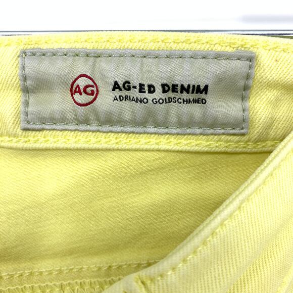 AG Adriano Goldschmied Jeans The Prima Cigarette Crop Sz 29R Pale Yellow Raw Hem - Picture 7 of 10